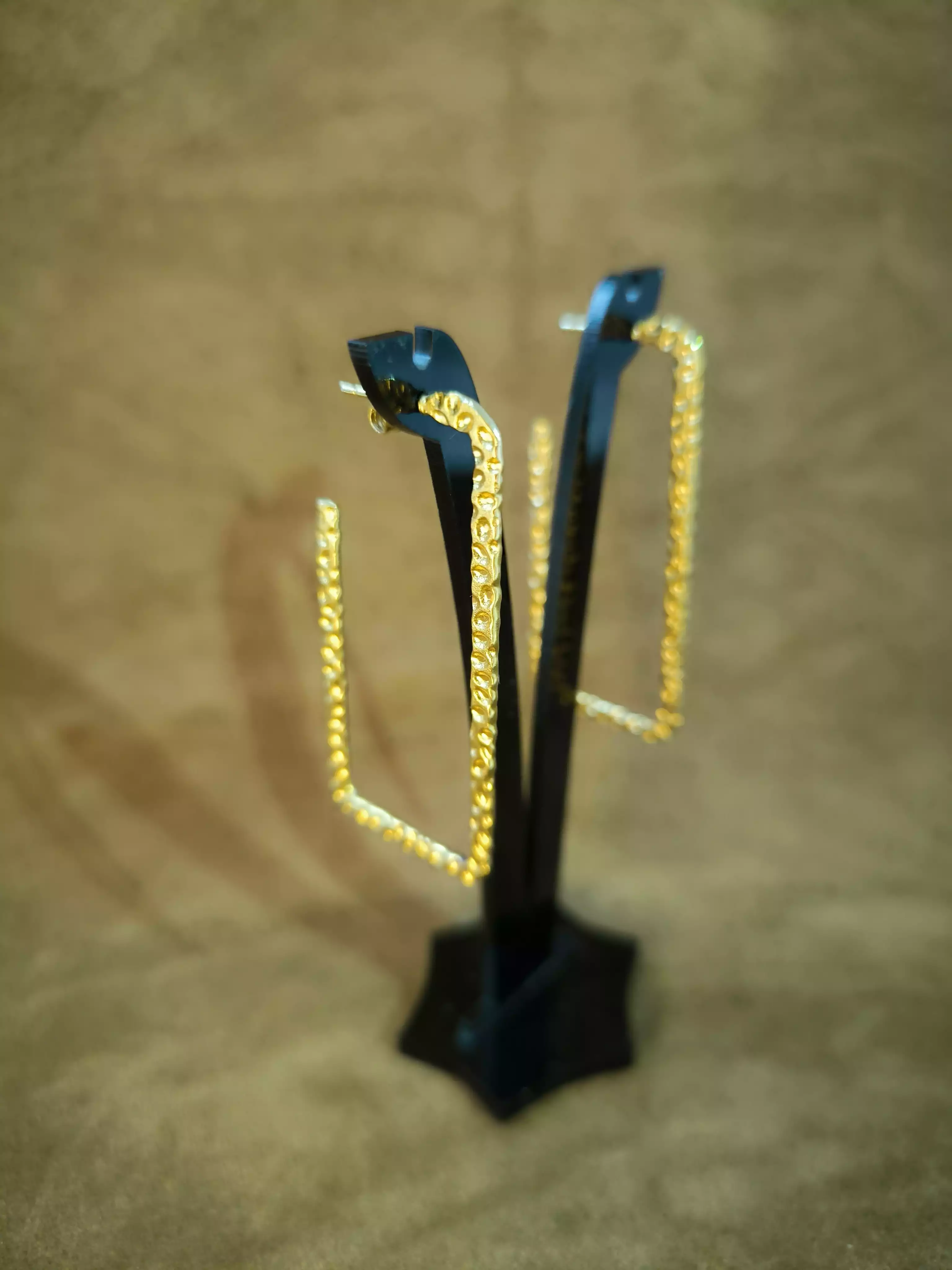 گوشواره مستطیل طلایی استیل 