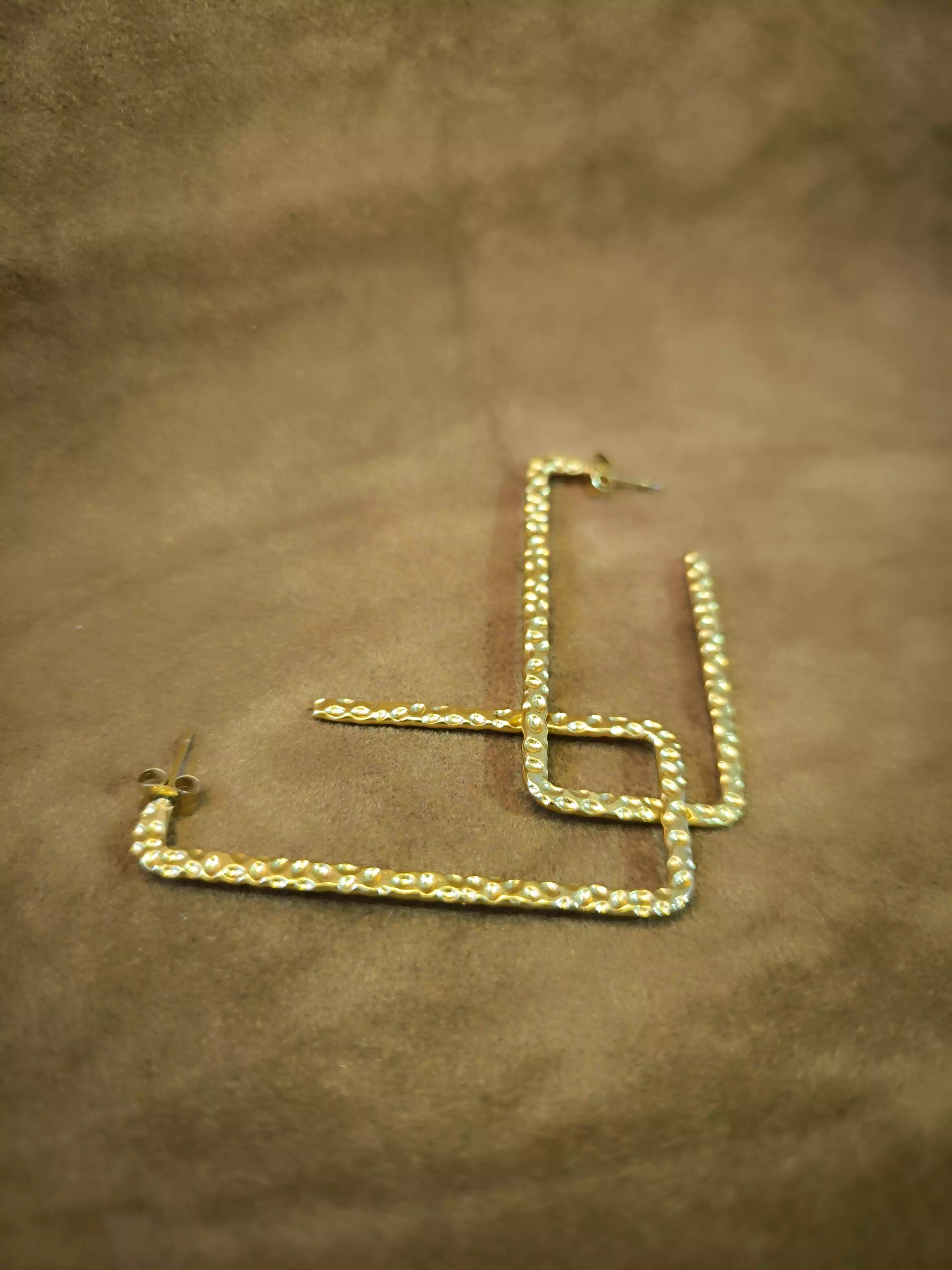 گوشواره مستطیل طلایی استیل 