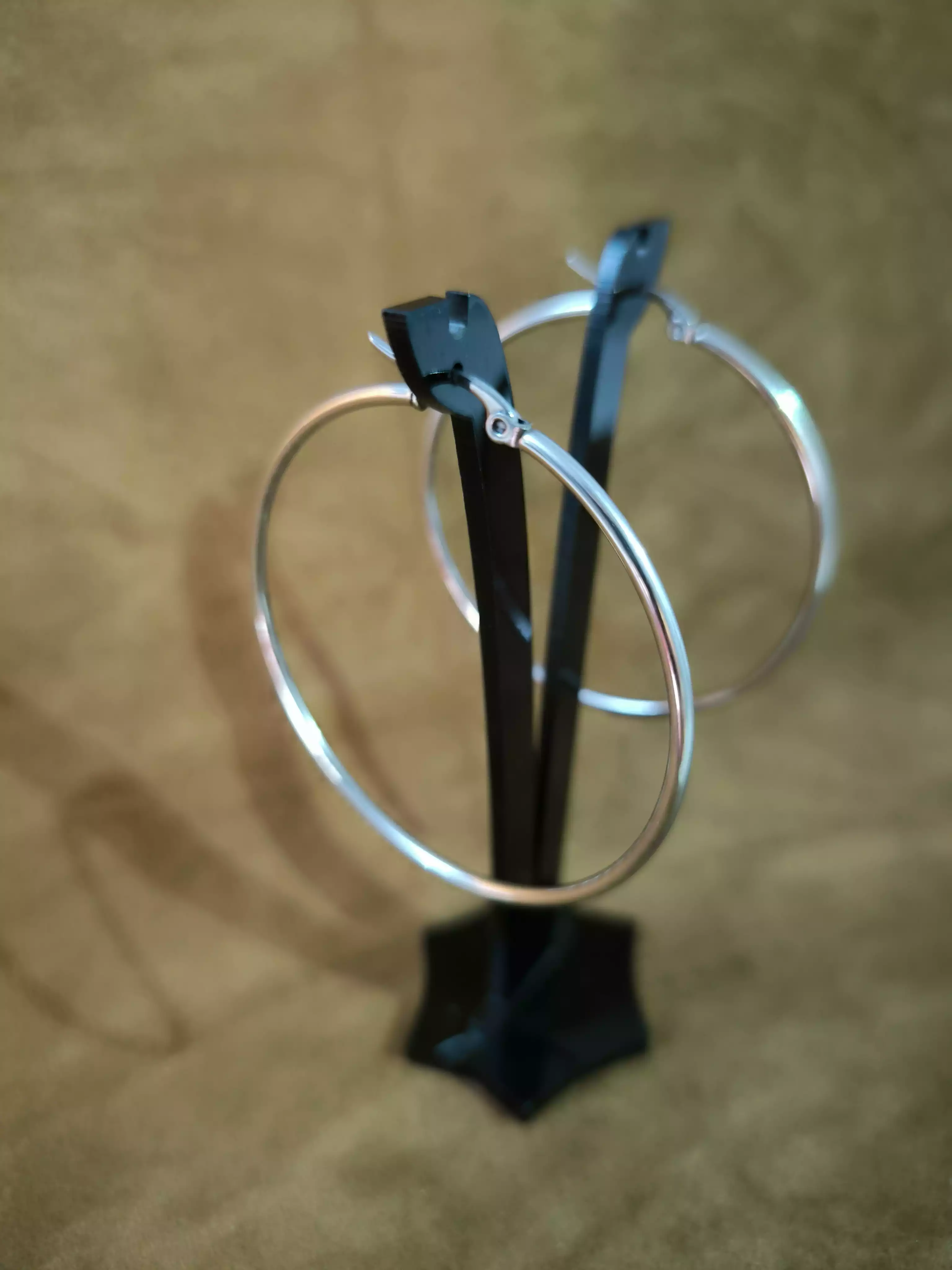 گوشواره گرد ساده استیل نقره ای  