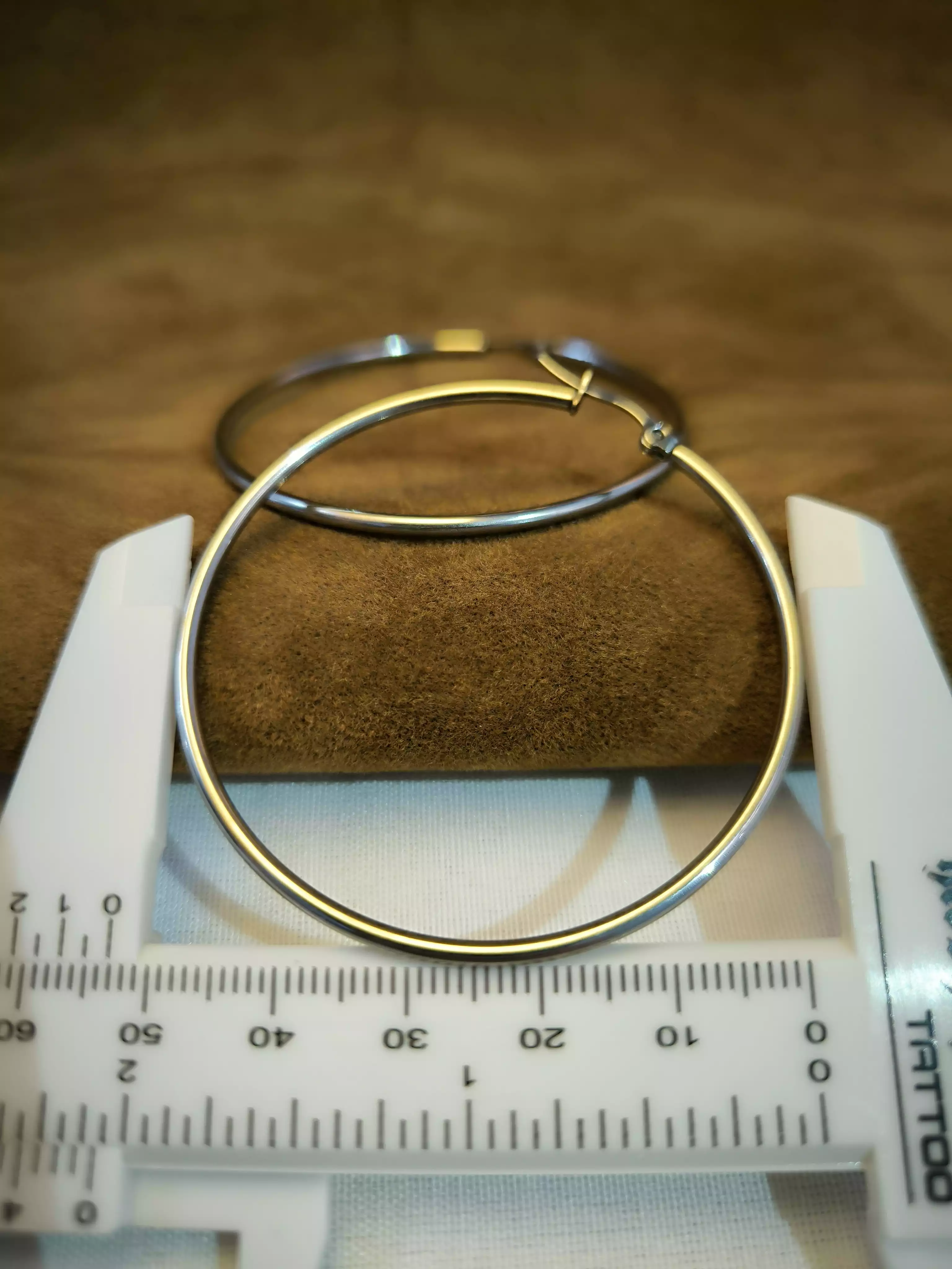 گوشواره گرد ساده استیل نقره ای  